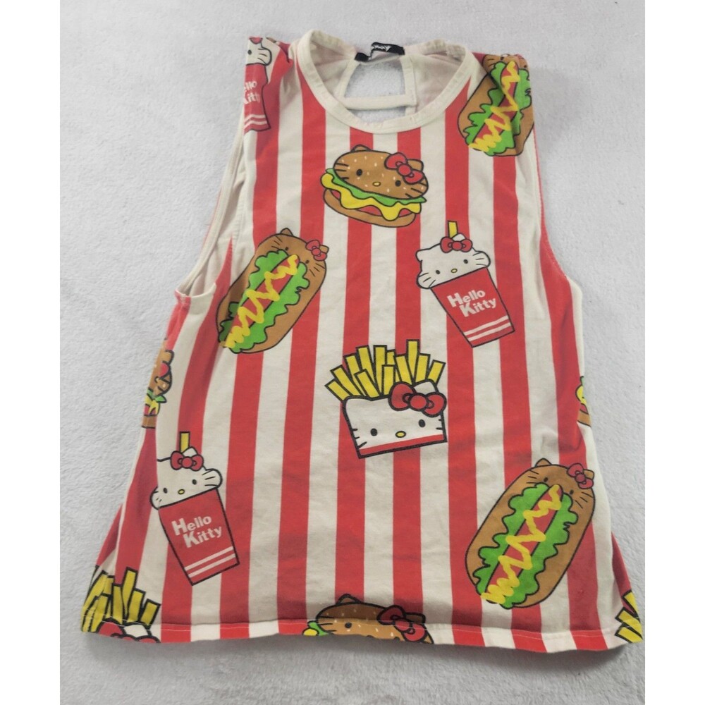​Galaxxxy x Sanrio Hello Kitty Fast Food Tank Top Harajuku Kawaii Burger Fries